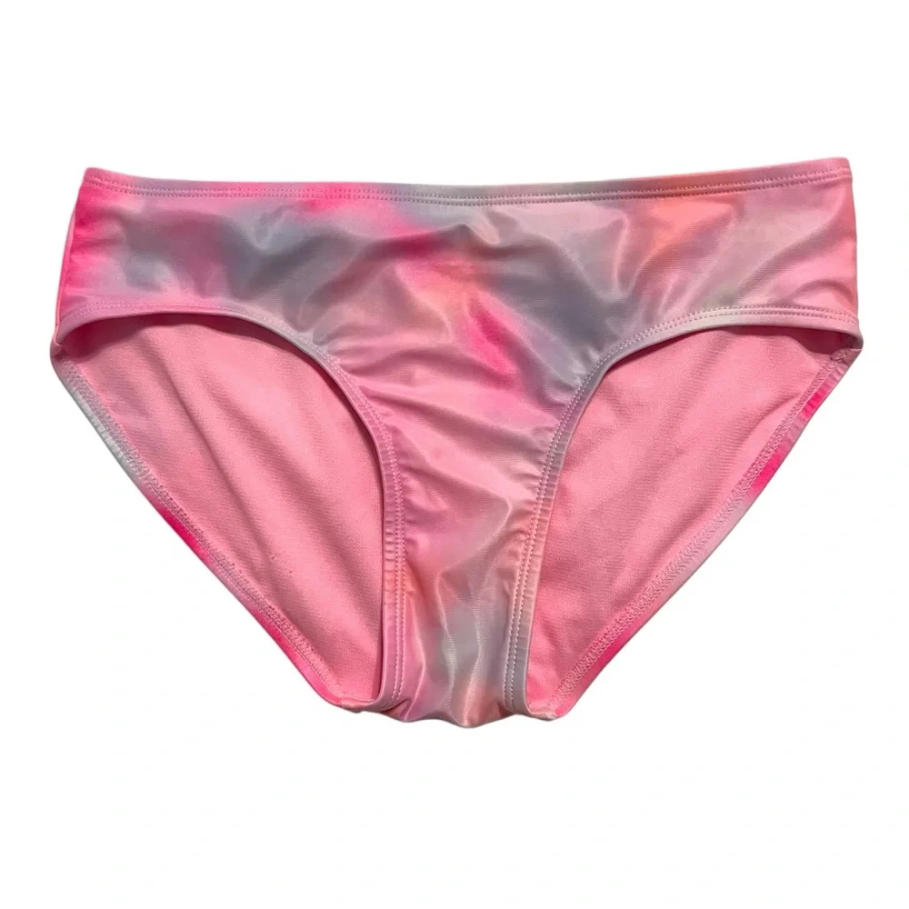 Justice Girls L (12/14) Pink Tie Dye Ruffle Tankini Swimsuit